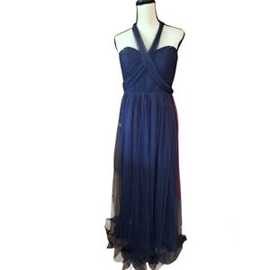 Jenny Yoo Collection Annabelle 10 Navy Strapless Tulle Formal Maxi Dress